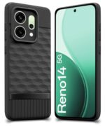 Back Cover for Oppo Reno 14 5G with Hexa Cube Design (Black)