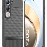 Back Cover for Vivo Y300 5G with Hexa Cube Design | Ultra Slim Soft Rubberised Case | Inner Velvet Fabric | Matte Silicone Flexible Mobile Case | Camera Protection - Grey