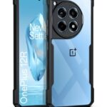 Shock Proof Clear Back Case Mobile Cover for 1+ OnePlus 12R 5G (Hard | Hybrid PC + TPU | Full Armour Device & Camera Protection | Black)