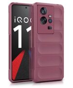 Ultimate Silicon Back Cover Case for iQOO 11 5G | Military Grade Drop Protection Shockproof Bumper | Anti-Slip Grip | Scratch Proof Micro-Fibre Cloth Inside (Crimson Red)