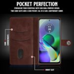 Shock Proof Flip Cover Back Case for Motorola Moto G54 5G | Magnetic Wallet Leather Case with Stand - Image 7