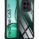 Shock Proof Clear Protective Back Case for Realme C63 5G - AirEDGE Technology | 360 Degree Camera Protection | Transparent Hybrid Back Case Mobile Cover - Black