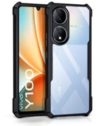 Shock Proof Clear Back Cover Case Mobile Cover for Vivo Y100 5G | Vivo T2 5G (Hard | Hybrid PC + TPU | Full Armour Device & Camera Protection | Black)