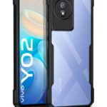 Shock Proof Clear Protective Back Case for Vivo Y02 | Vivo Y02t - AirEDGE Technology | 360 Degree Camera Protection | Transparent Hybrid Back Case Mobile Cover - Black