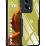 kelpuj Thermoplastic Polyurethane Shock Proof Clear Protective Back Case for Motorola Moto G85 5G-Airedge Technology|360 Degree Camera Protection|Transparent Hybrid Back Case Mobile Cover-Black