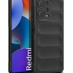 Ultimate Silicon Back Cover Case for Redmi Note 12 Pro Plus 5G | Military Grade Drop Protection Shockproof Bumper | Anti-Slip Grip | Scratch Proof Micro-Fibre Cloth Inside (Pitch Black)