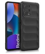 Ultimate Silicon Back Cover Case for Redmi Note 12 Pro Plus 5G | Military Grade Drop Protection Shockproof Bumper | Anti-Slip Grip | Scratch Proof Micro-Fibre Cloth Inside (Pitch Black)