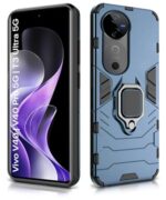 Shock Proof Back Case Mobile Cover for Vivo V40 | V40 Pro 5G | T3 Ultra 5G | Back Cover Case (Tough Armor | Hybrid PC + TPU | Ring Holder & in-Built Kickstand | Blue) - Image 5