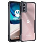 kelpuj Shock Proof Clear Protective Back Case for Motorola Moto G42 - AirEDGE Technology | 360 Degree Camera Protection | Transparent Hybrid Back Case Mobile Cover - Black