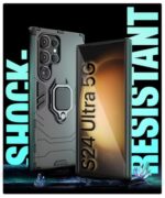 Shock Proof Back Case Mobile Cover for Samsung Galaxy S24 Ultra 5G | Back Cover Case (Tough Armor | Hybrid PC + TPU | Ring Holder & in-Built Kickstand | Black) - Image 6