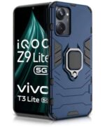 Shock Proof Back Cover for iQOO Z9 Lite | Vivo T3 Lite 5G | Y18t | Y18 | Y18e | Y03 | Y28s | Y37 | Mobile Case (Tough Armor | Hybrid PC + TPU | Ring Holder & inBuilt Kickstand | Blue)