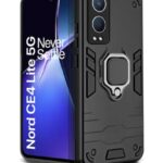 Shock Proof Back Case Mobile Cover for 1+ OnePlus Nord CE 4 Lite 5G | Back Cover Case (Tough Armor | Hybrid PC + TPU | Ring Holder & in-Built Kickstand | Black)