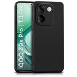 Back Cover for iQOO Z9s Pro 5G | Vivo T3 Pro 5G | Ultra Slim Soft Rubberised Case | Inner Velvet Fabric Lining | Matte Silicone Flexible Mobile Case | Camera Protection - Black