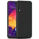 Ultra Slim Soft Rubberised Back Cover Case for Samsung Galaxy A50 | A50s | A30s | Inner Velvet Fabric Lining | Matte Silicone Flexible Camera Protection Back Cover - Black