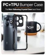 kelpuj Shock Proof Clear Protective Back Case for Infinix Smart 8 HD - AirEDGE Technology | 360 Degree Camera Protection | Transparent Hybrid Back Case Mobile Cover - Black - Image 7