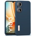 Slim Ultra Soft Rubberised Back Cover for Vivo Y100 | Vivo T2 5G | Inner Velvet Fabric Lining | Matte Silicone Flexible Camera Protection Back Case - Blue