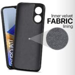 kelpuj Slim Ultra Soft Rubberised Back Cover for Oppo A17 | Inner Velvet Fabric Lining | Matte Silicone Flexible Camera Protection Back Case  Black - Image 3