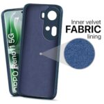 Back Cover for Oppo Reno 11 5G | Ultra Slim Soft Rubberised Case | Inner Velvet Fabric Lining | Matte Silicone Flexible Mobile Case | Camera Protection - Blue - Image 5