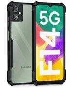 kelpuj Shock Proof Clear Protective Back Case for Samsung Galaxy F14 5G - AirEDGE Technology | 360 Degree Camera Protection | Transparent Hybrid Back Case Mobile Cover - Earthy Black - Image 3