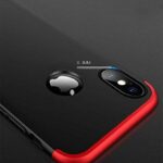 Plastic 3 in 1 Double Dip Super Slim Hybrid All Angle Protection Lightweight Matte Hard Back Cover for Apple iPhone X/iPhone Xs (Black and Red), Black