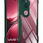 Shock Proof Clear Protective Back Case for iQOO Z10R 5G | Vivo V50 5G | V50e 5G | V50 Elite Edition | 360 Degree Camera Protection | Transparent Hybrid Back Case Mobile Cover Green