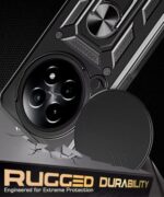 Tough Armor Bumper Mobile Back Case for Realme 13 5G | Realme 12 5G | 12X 5G | Narzo 70x 5G | C65 5G | N65 | Sliding Camera Shield Cover | Hybrid PC + TPU | Ring Holder with Stand ? Black - Image 7