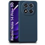 kelpuj Back Cover for Redmi Note 14 Pro Plus 5G | Ultra Slim Soft Rubberised Case | Inner Velvet Fabric Lining | Matte Silicone Flexible Mobile Case | Camera Protection - Blue