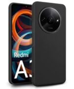 Slim Frameless Back Cover for Mi Redmi A3 | Redmi A3X | Poco C61 | Ultra Thin Lightweight Design & Camera Protection | Soft Matte Silicone Flexible Mobile Case (Black)