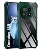 kelpuj Shock Proof Clear Protective Back Case for 1+ OnePlus 13R 5G - AirEDGE Technology | 360 Degree Camera Protection | Transparent Hybrid Back Case Mobile Cover - Green