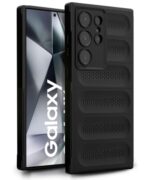 Ultimate Silicone Back Cover Case for Samsung Galaxy S24 Ultra 5G | Heat Dissipation Thin Soft TPU | 360? Camera Protection | Breathable Cooling Holes ? Pitch Black