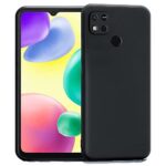 Ultra Slim Soft Rubberised Back Case Cover for Redmi 10A | 10A Sport | Inner Velvet Fabric Lining | Matte Silicone Flexible Camera Protection Back Case - Black