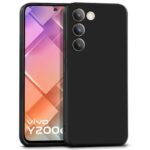 Back Cover for Vivo Y200e 5G | Vivo T3 5G | Ultra Slim Soft Rubberised Case | Inner Velvet Fabric Lining | Matte Silicone Flexible Mobile Case | Camera Protection - Black