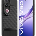 Back Cover for iQOO Z10R 5G | Vivo V50 5G | V50e 5G | V50 Elite Edition with Hexa Cube Design | Ultra Slim Soft Case | Inner Velvet Fabric | Silicone Flexible Mobile Case - Black