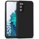 Slim Ultra Soft Rubberised Back Cover Case for Samsung Galaxy S20 FE 5G | Inner Velvet Fabric Lining | Matte Silicone Flexible Camera Protection Back Case - Black