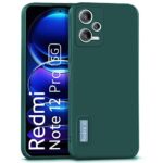Ultra Slim Soft Rubberised Back Cover Case for Xiaomi Redmi Note 12 Pro 5G | Inner Velvet Fabric Lining | Matte Silicone Flexible Camera Protection Back Case - Green
