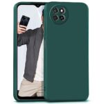 kelpuj Back Cover for Itel S23 | Ultra Slim Soft Rubberised Case | Inner Velvet Fabric Lining | Matte Silicone Flexible Mobile Case | Camera Protection - Green