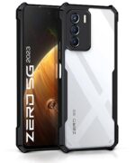 kelpuj TPU+PC Shock Proof Clear Protective Back Case for Infinix Zero 5G 2023 - Airedge Technology | 360 Degree Camera Protection | Transparent Hybrid Back Case Mobile Cover - Black