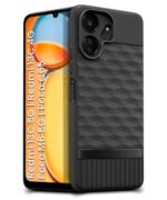 Back Cover for Mi Redmi 13C 5G | Redmi 13C 4G | Poco M6 5G | Poco C65 | Hexa Cube Design | Inner Velvet Fabric Soft Case | Matte Silicone Flexible Mobile Case | Camera Protection - Black - Image 3