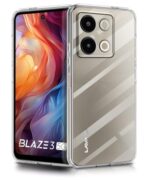 Transparent Back Cover Case for Lava Blaze 3 5G | Raised Bumps for Full Device & Camera Protection Shockproof TPU Silicone Back Case Mobile Cover Transparent