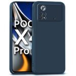 Back Cover for Xiaomi Mi Poco X4 Pro 5G | Ultra Slim Soft Rubberised Case | Inner Velvet Fabric Lining | Matte Silicone Flexible Mobile Case | Camera Protection - Blue