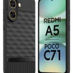Back Cover for Redmi A5 | Poco C71 with Hexa Cube Design | Ultra Slim Soft Rubberised Case | Inner Velvet Fabric | Matte Silicone Flexible Mobile Case | Camera Protection - Black