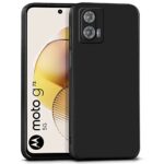 Slim Ultra Soft Rubberised Back Cover for Motorola Moto G73 5G | Inner Velvet Fabric Lining | Matte Silicone Flexible Camera Protection Back Case - Black
