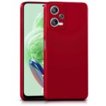 kelpuj Back Cover for Redmi Note 12 5G | Poco X5 5G | Ultra Slim Soft Rubberised Case | Inner Velvet Fabric Lining | Matte Silicone Flexible Mobile Case | Camera Protection - Crimson Red