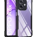 Shock Proof Clear Protective Hybrid Back Case for Oppo A3x 5G | A3x 4G AirEDGE Technology | 360 Degree Camera Protection | Transparent - Black- Polycarbonate;Thermoplastic Polyurethane