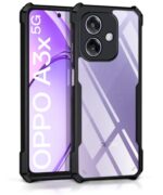 Shock Proof Clear Protective Hybrid Back Case for Oppo A3x 5G | A3x 4G AirEDGE Technology | 360 Degree Camera Protection | Transparent - Black- Polycarbonate;Thermoplastic Polyurethane