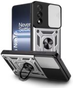 Tough Armor Bumper Mobile Back Case for 1+ OnePlus Nord 5 | Sliding Camera Shield Cover | Shock Proof 360? Protection | Hybrid PC + TPU | Ring Holder with Kickstand ? Silver - Image 5