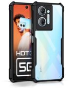 kelpuj Shock Proof Clear Protective Back Case for Infinix Hot 30 5G - AirEDGE Technology | 360 Degree Camera Protection | Transparent Hybrid Back Case Mobile Cover - Black