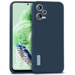 kelpuj Slim Ultra Soft Rubberised Back Cover for Redmi Note 12 5G | Poco X5 5G | Inner Velvet Fabric Lining | Matte Silicone Flexible Camera Protection Back Case  Blue