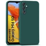 Slim Ultra Soft Rubberised Back Cover for Samsung Galaxy M14 5G | Inner Velvet Micro Fibre Fabric Lining | Matte Silicone Flexible Camera Protection Back Case - Green