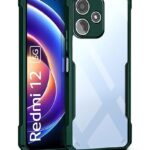 kelpuj TPU+PC Shock Proof Clear Protective Back Case for Mi Redmi 12 5G|Poco M6 Pro 5G-Airedge Technology|360 Degree Camera Protection|Transparent Hybrid Back Case Mobile Cover-Green,Green
